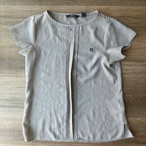 JP Morgan Chase Gray Women’s Shirt Top Lands End Business Casual Lightweight